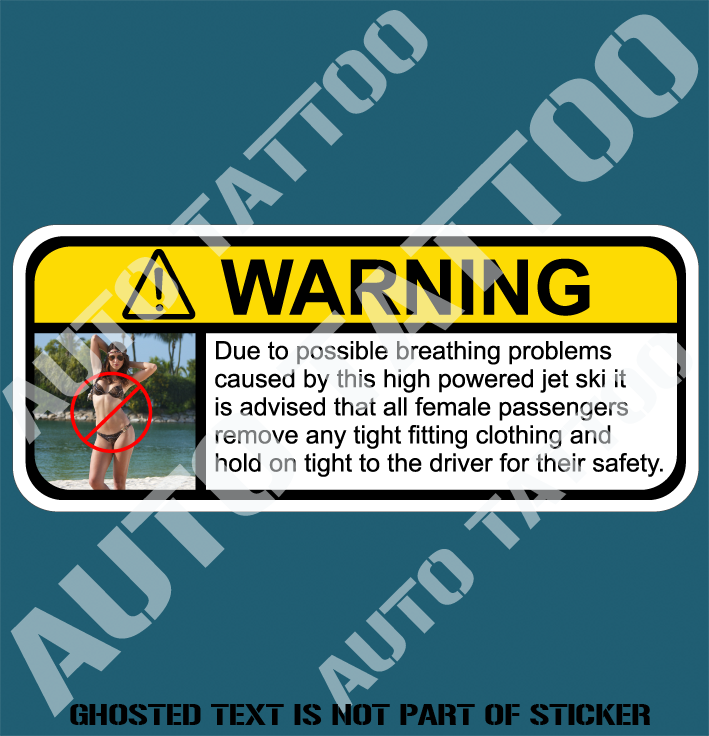 JET SKI WARNING STICKER Auto Tattoo Grafix