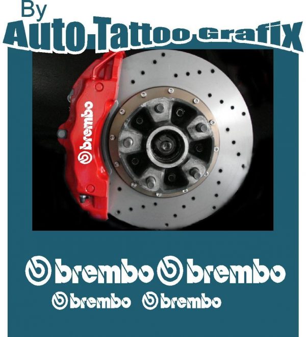 GraphicFX x6 Brembo Badge Stickers Hi Temp Brake Caliper Decal 