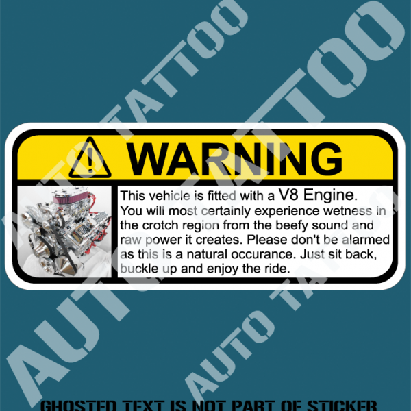 Voltedge Engine Sticker V8 ENGINE WARNING STICKER - Auto Tattoo Grafix